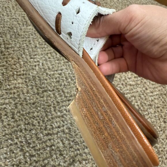 Brighton Womens 7.5 Java Slide Sandals Slip-On White Leather With Bow Western - Picture 6 of 14